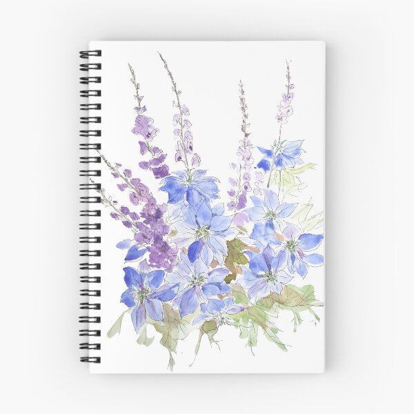 Item preview, blue nigella flower arrangement watercolor and ink hand painted  designed and sold by SelenePaintings .