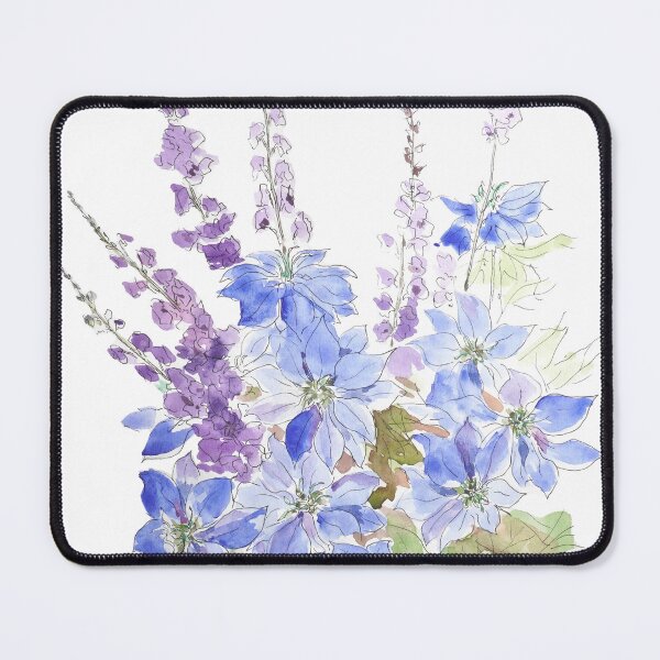 Item preview, blue nigella flower arrangement watercolor and ink hand painted  designed and sold by SelenePaintings .