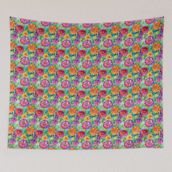 Item preview, Bold and Vibrant Zinnia Flowers and Leaves designed and sold by sandy3105.