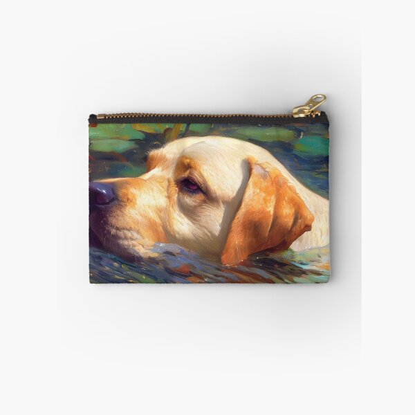 Item preview, a Labrador Retriever swimming in the river painting designed and sold by unepommedeterre.