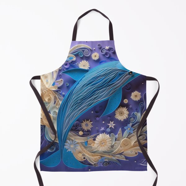 Item preview, Blue whale with floral ornament on purple background. 3D illustration. designed and sold by aiphotosart.