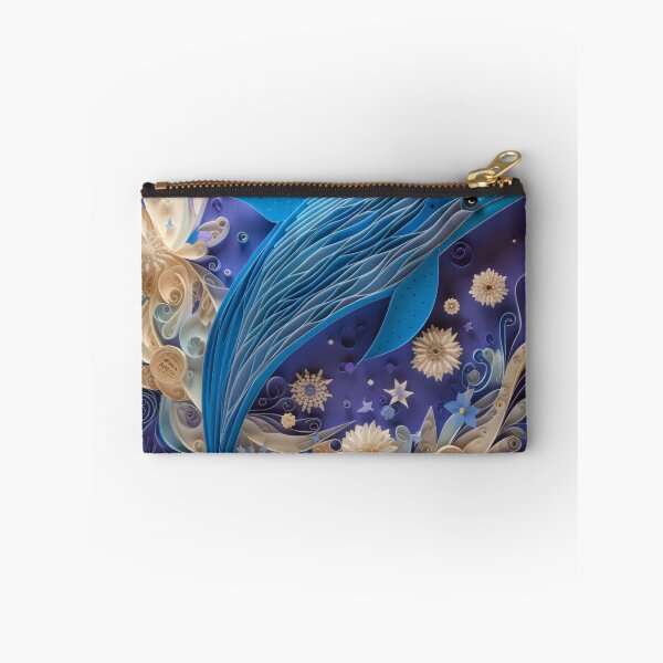 Item preview, Blue whale with floral ornament on purple background. 3D illustration. designed and sold by aiphotosart.