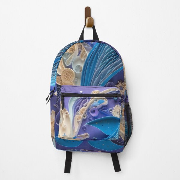 Item preview, Blue whale with floral ornament on purple background. 3D illustration. designed and sold by aiphotosart.
