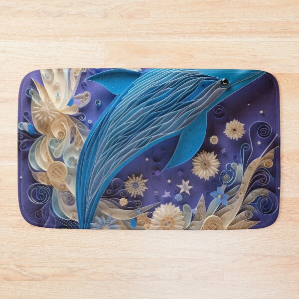 Item preview, Blue whale with floral ornament on purple background. 3D illustration. designed and sold by aiphotosart.
