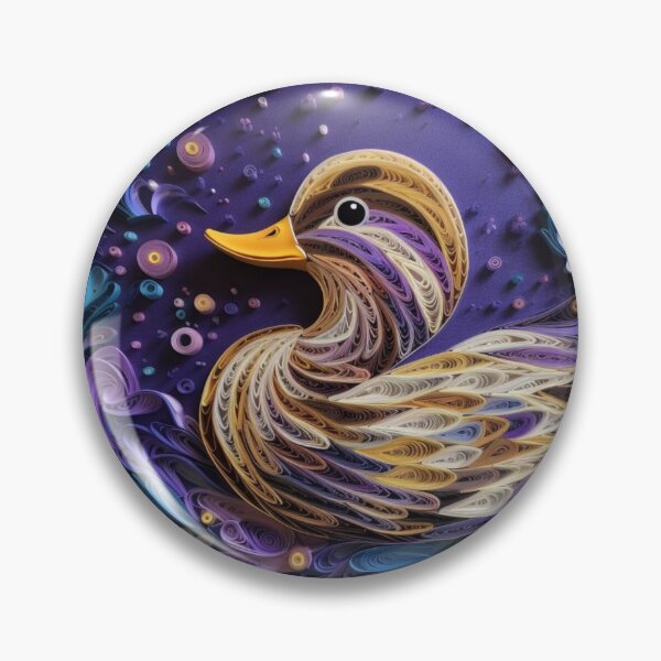 Item preview, Colorful duck made of feathers on a purple background. 3d rendering designed and sold by aiphotosart.