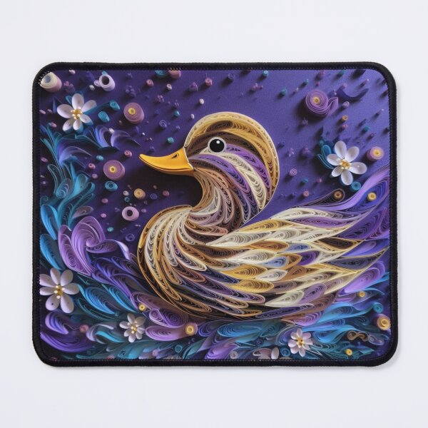 Item preview, Colorful duck made of feathers on a purple background. 3d rendering designed and sold by aiphotosart.