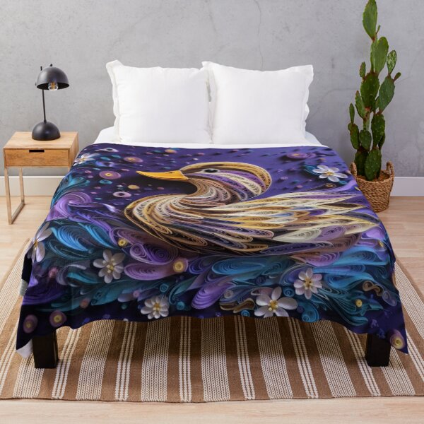 Item preview, Colorful duck made of feathers on a purple background. 3d rendering designed and sold by aiphotosart.