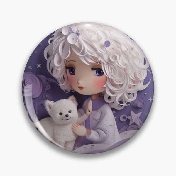 Item preview, little girl, white cat, purple background, hair, smile, happy expression, purring, content, heartwarming, peaceful, scene, art, illustration, gift, home decor, inspiration designed and sold by aiphotosart.