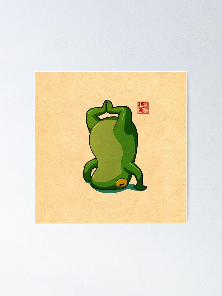 Yoga frog doing the standing forward bend. Flexible little guy! This is  available (or will be very shortly) in my Redbubble shop! Link