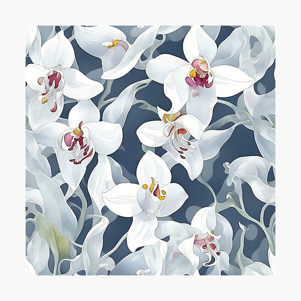 Item preview, watercolor orchid white designed and sold by ohmdesignart.