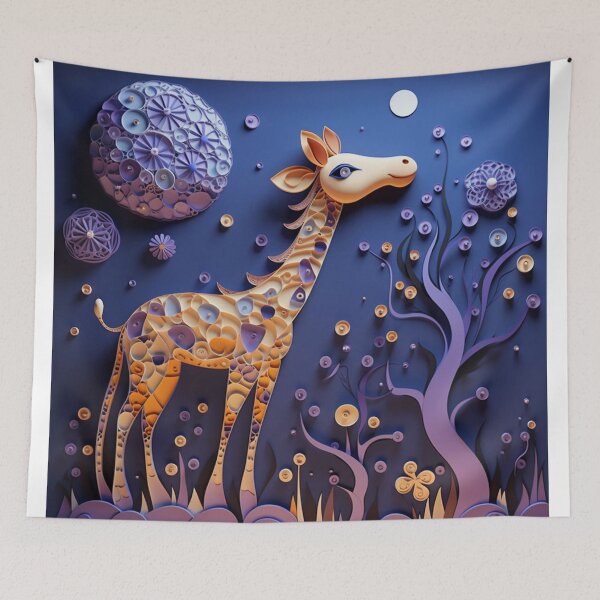Item preview, giraffe in the forest. 3D illustration. Paper cut. designed and sold by aiphotosart.