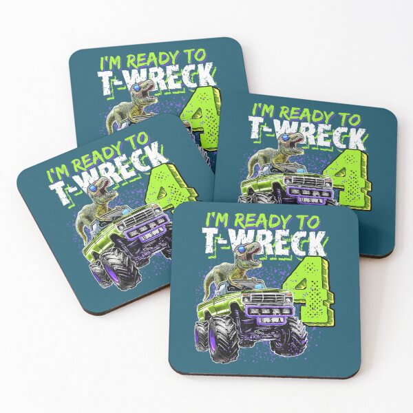 Item preview, Ready to T-Wreck 4 Dinosaur Monster Truck 4.º cumpleaños designed and sold by qldeyphds24.