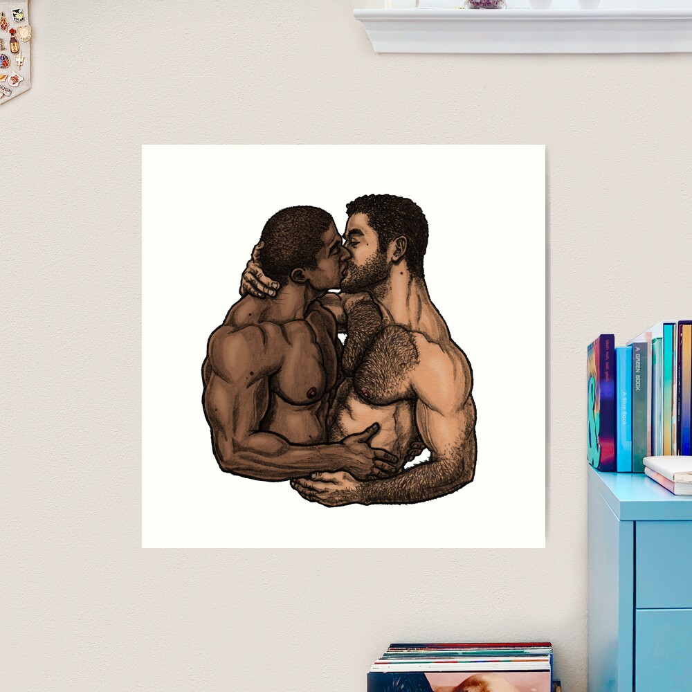 Gay couple kissing