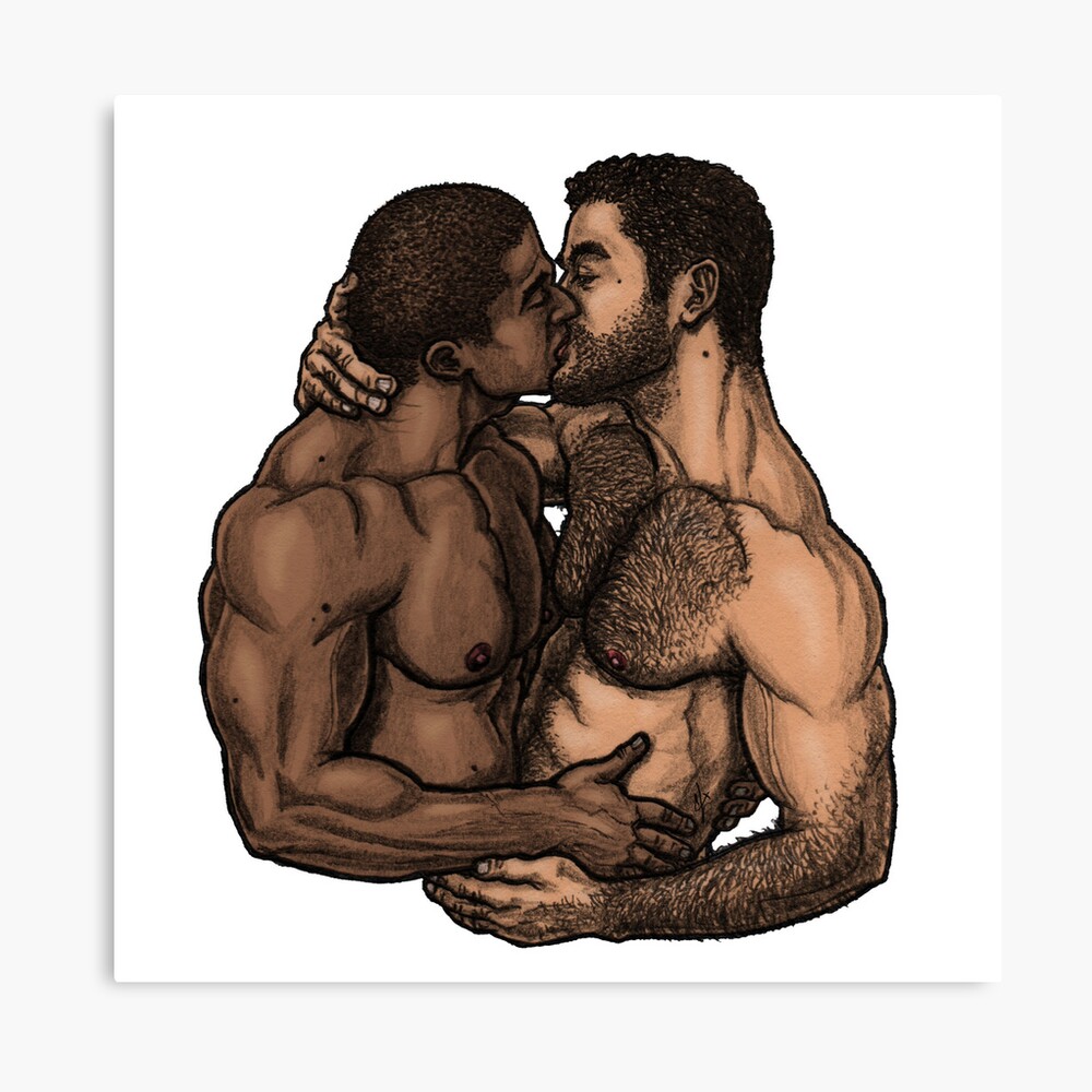 Gay couple kissing