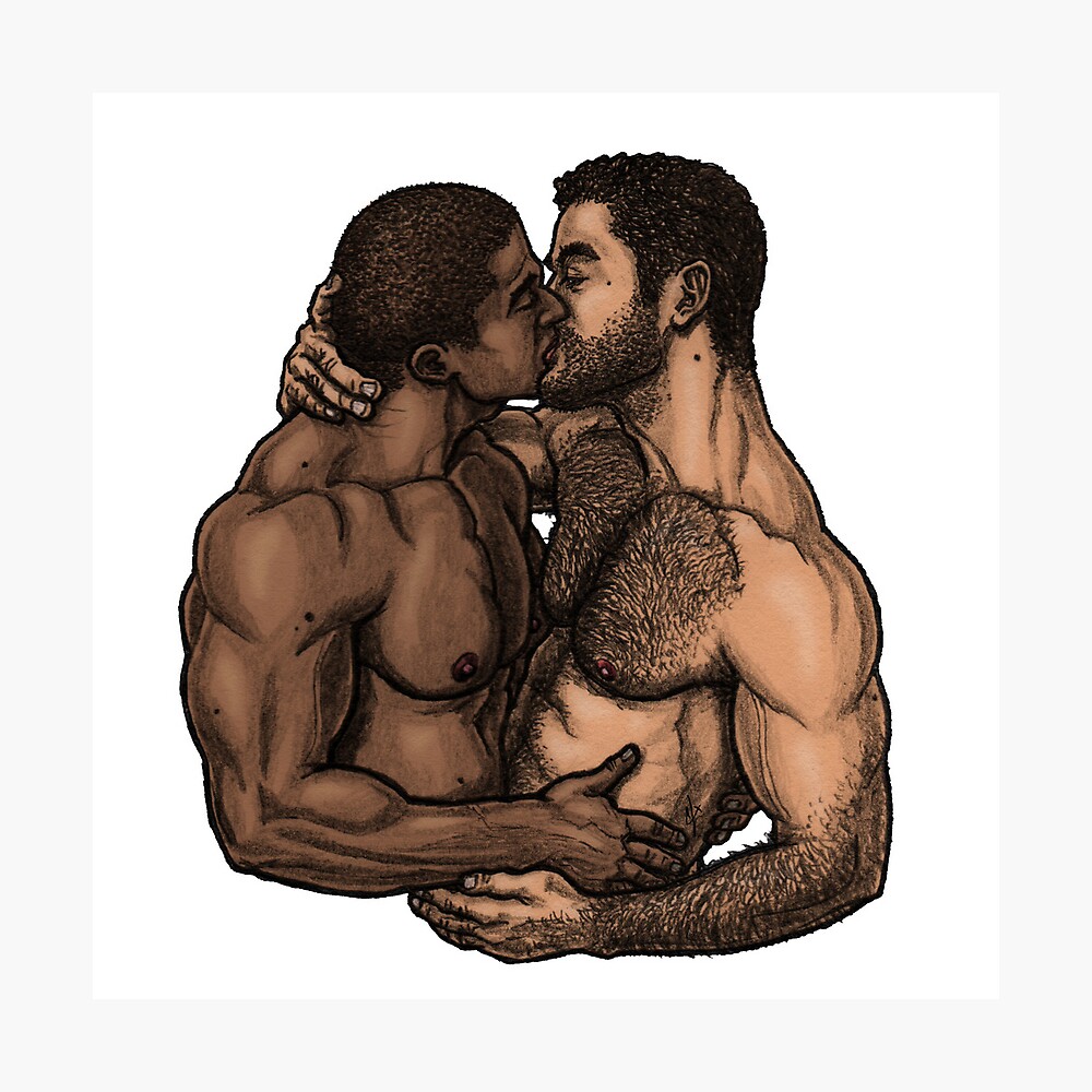 Gay couple kissing