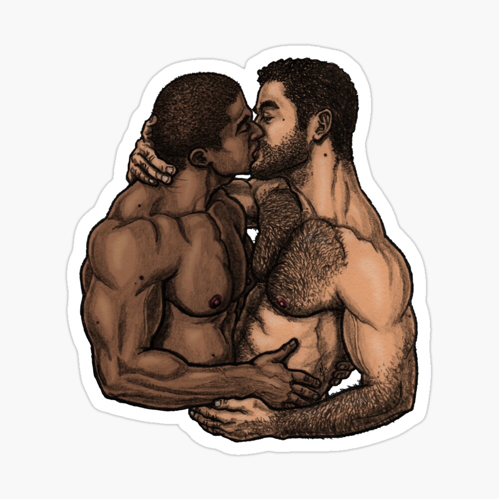 Gay couple kissing