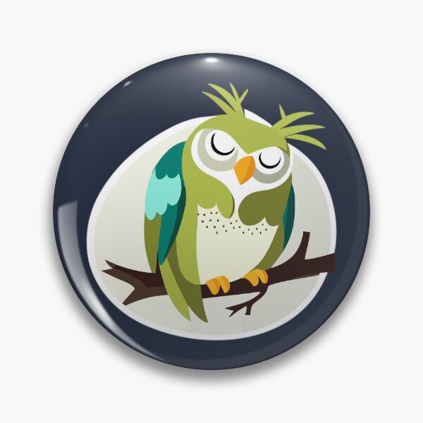 Item preview, Cute Green Owl Sleeping on Branch designed and sold by MadSwellDesigns.