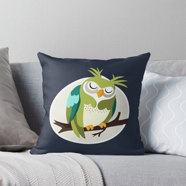 Item preview, Cute Green Owl Sleeping on Branch designed and sold by MadSwellDesigns.