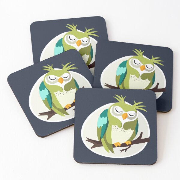 Item preview, Cute Green Owl Sleeping on Branch designed and sold by MadSwellDesigns.