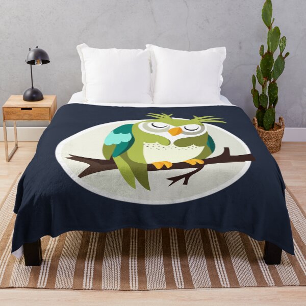 Item preview, Cute Green Owl Sleeping on Branch designed and sold by MadSwellDesigns.
