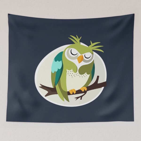 Item preview, Cute Green Owl Sleeping on Branch designed and sold by MadSwellDesigns.
