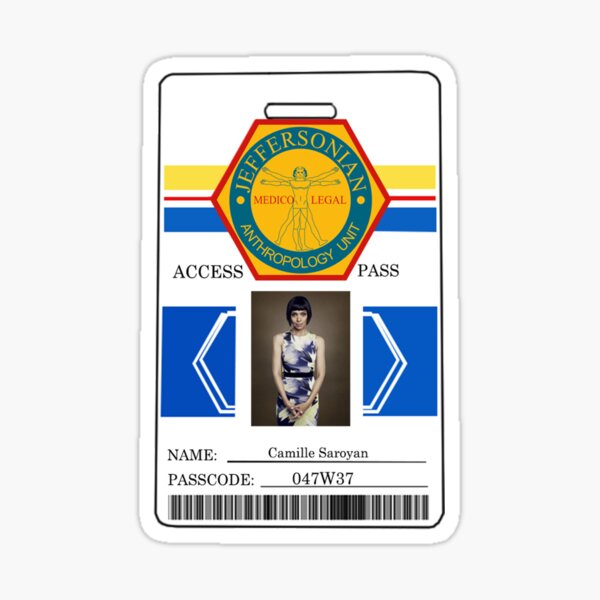 Printable CAMILLE SAROYAN ID Card Bones Fbi Badge 