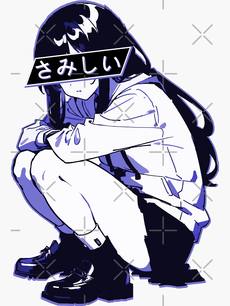 Premium AI Image  A sad anime character with a black hoodie.