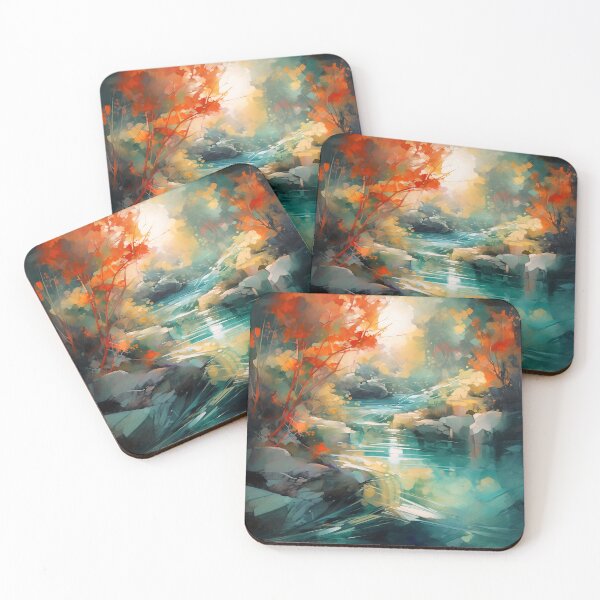 Item preview, Waterfall in the beautiful woods at sunset designed and sold by Art by Lilia.