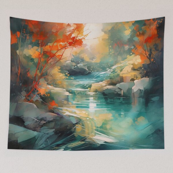 Item preview, Waterfall in the beautiful woods at sunset designed and sold by Art by Lilia.