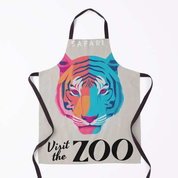 Item preview, Bali Safari Zoo Retro Poster Amur Tiger Colourful Print designed and sold by PinkNomad.