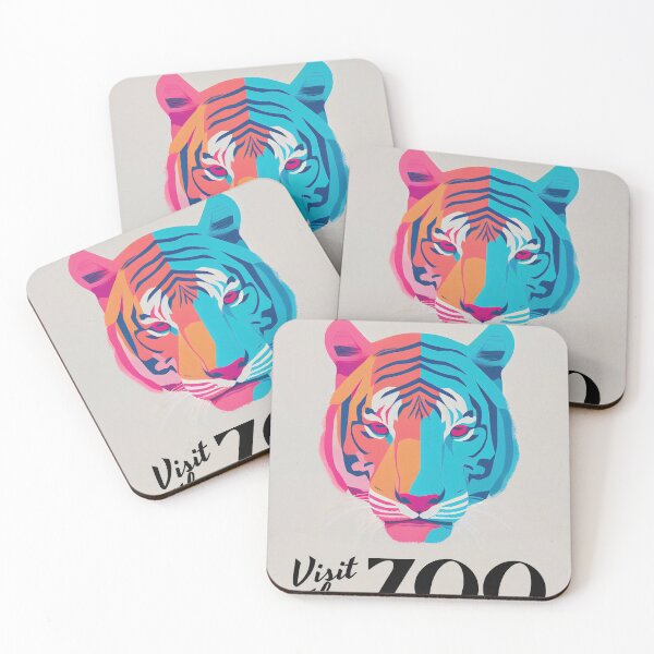 Item preview, Bali Safari Zoo Retro Poster Amur Tiger Colourful Print designed and sold by PinkNomad.