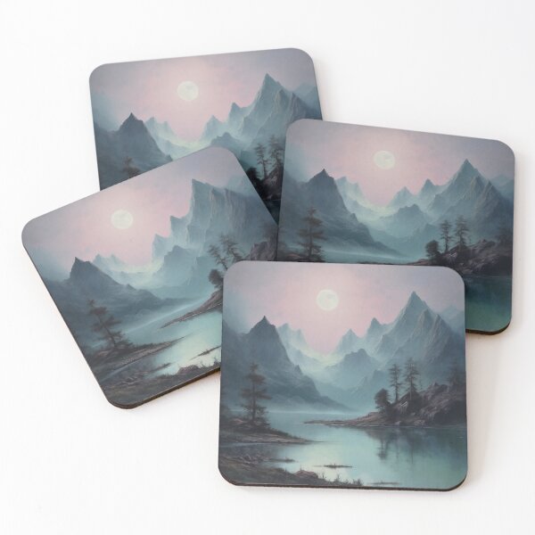 Item preview, an atmospheric painting of misty mountains designed and sold by Wilderness Algorithm.