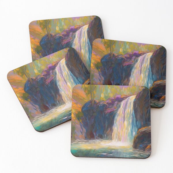 Item preview, Waterfall in the beautiful woods at sunset 1 designed and sold by Art by Lilia.