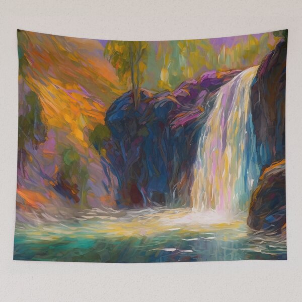 Item preview, Waterfall in the beautiful woods at sunset 1 designed and sold by Art by Lilia.