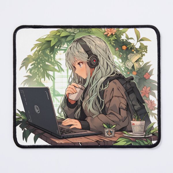 Item preview, Plants and Coffee: Anime Girl Grey designed and sold by CosmicCaravan.