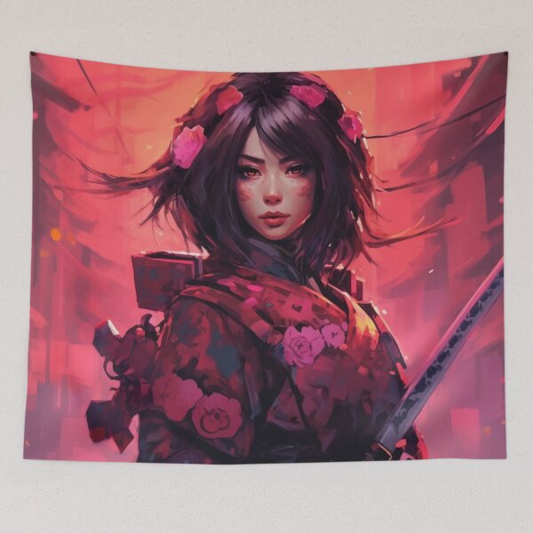 Item preview, Sakura Female Samurai In Front Of A Temple designed and sold by Nightarcade.