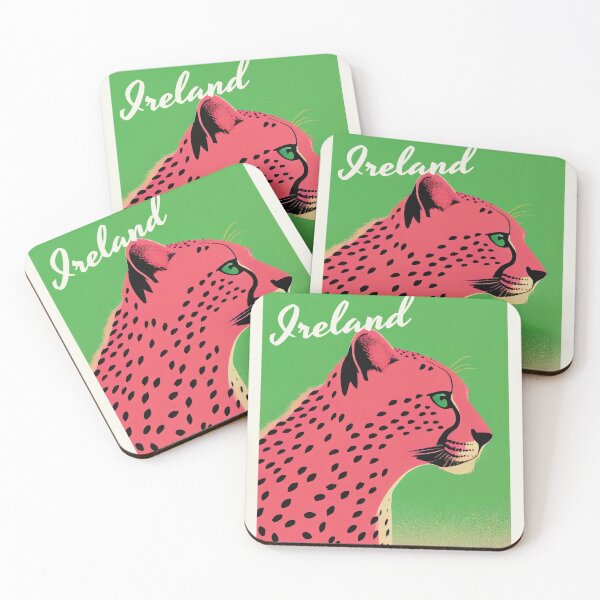 Item preview, Dublin Zoo Retro Cheetah Poster Art Pink & Green designed and sold by PinkNomad.