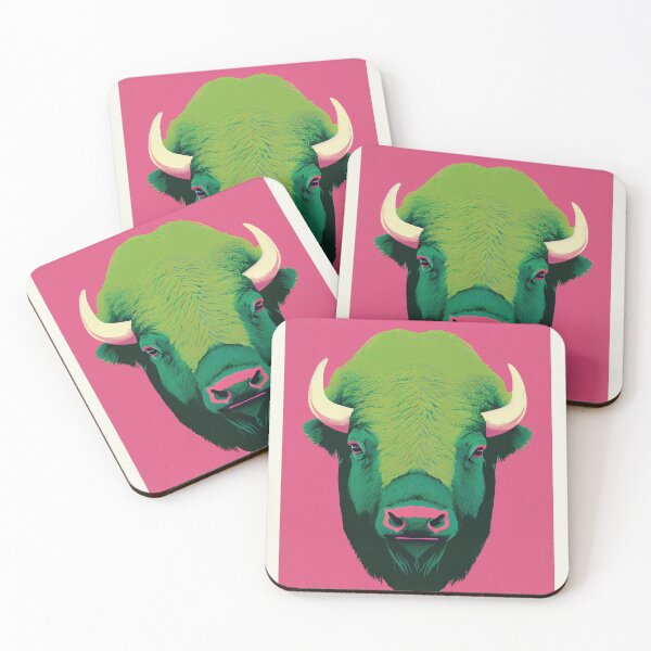 Item preview, Gdansk Zoo Retro Poster Bison Portrait Colorful Americana designed and sold by PinkNomad.