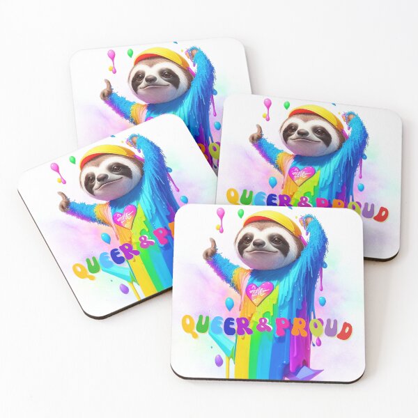 Item preview, Queer & Proud Pride Sloth, LGBTQIA+ designed and sold by ShopULove.