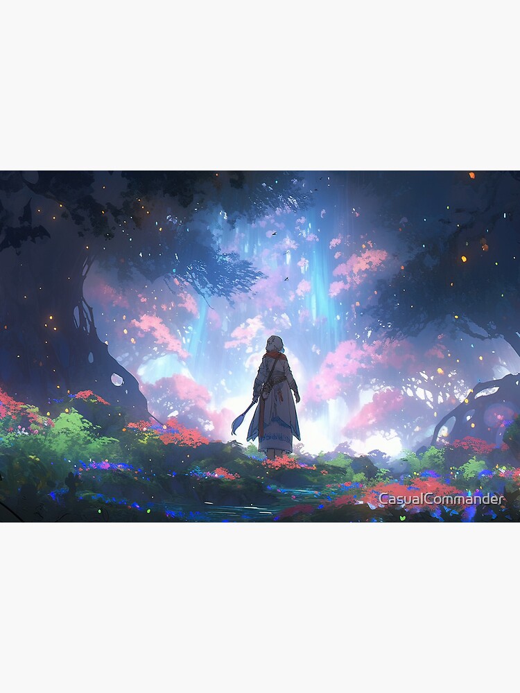 Thumbnail 2 of 2, Art Board Print, Ethereal Wanderlust: An Elder's Journey in the Enchanted Grove designed and sold by CasualCommander.