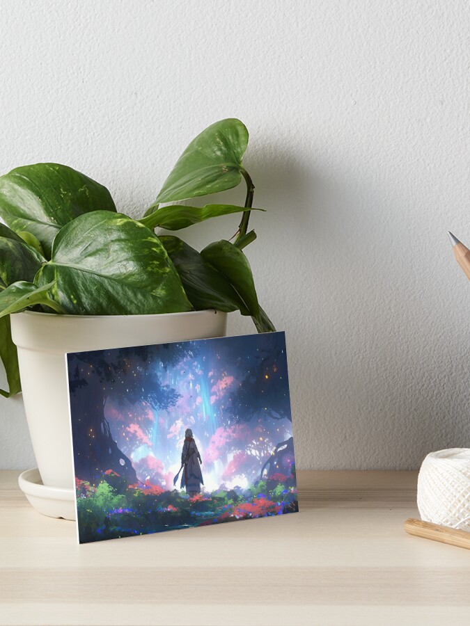 Thumbnail 1 of 2, Art Board Print, Ethereal Wanderlust: An Elder's Journey in the Enchanted Grove designed and sold by CasualCommander.
