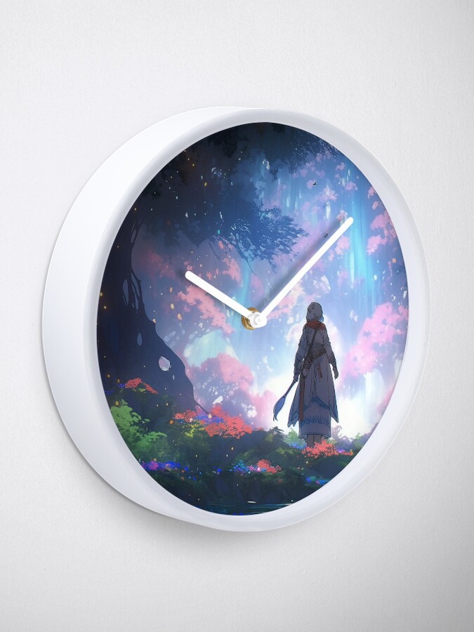 Thumbnail 2 of 4, Clock, Ethereal Wanderlust: An Elder's Journey in the Enchanted Grove designed and sold by CasualCommander.