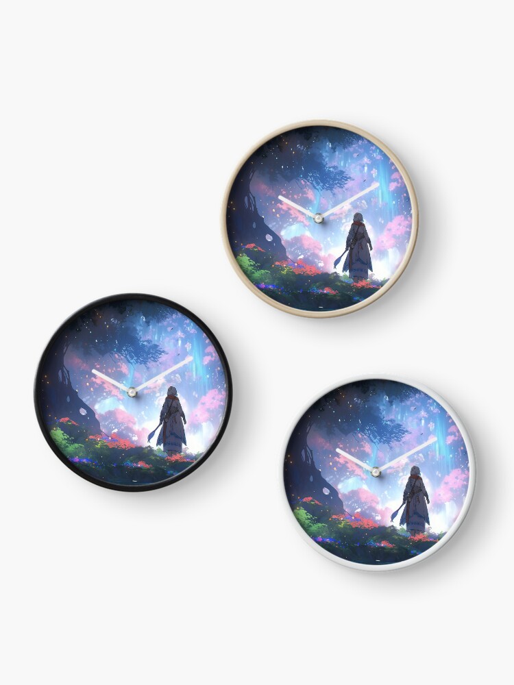 Thumbnail 3 of 4, Clock, Ethereal Wanderlust: An Elder's Journey in the Enchanted Grove designed and sold by CasualCommander.