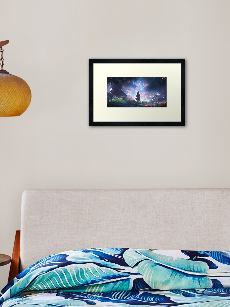 Thumbnail 1 of 7, Framed Art Print, Ethereal Wanderlust: An Elder's Journey in the Enchanted Grove designed and sold by CasualCommander.