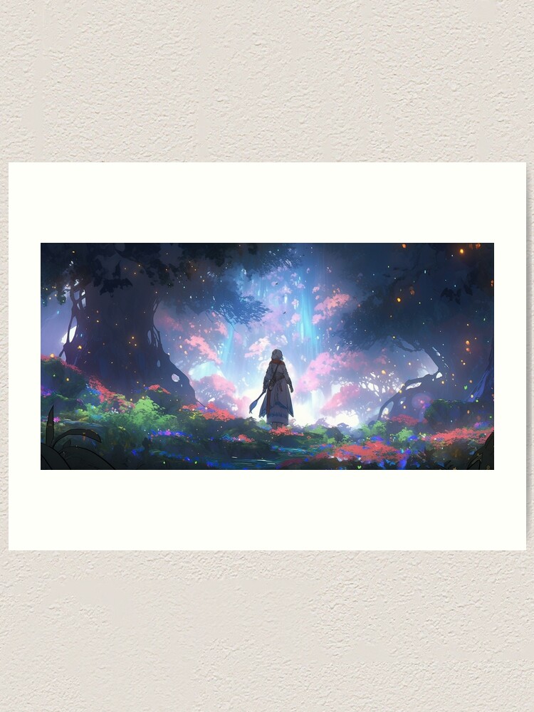 Thumbnail 2 of 3, Art Print, Ethereal Wanderlust: An Elder's Journey in the Enchanted Grove designed and sold by CasualCommander.