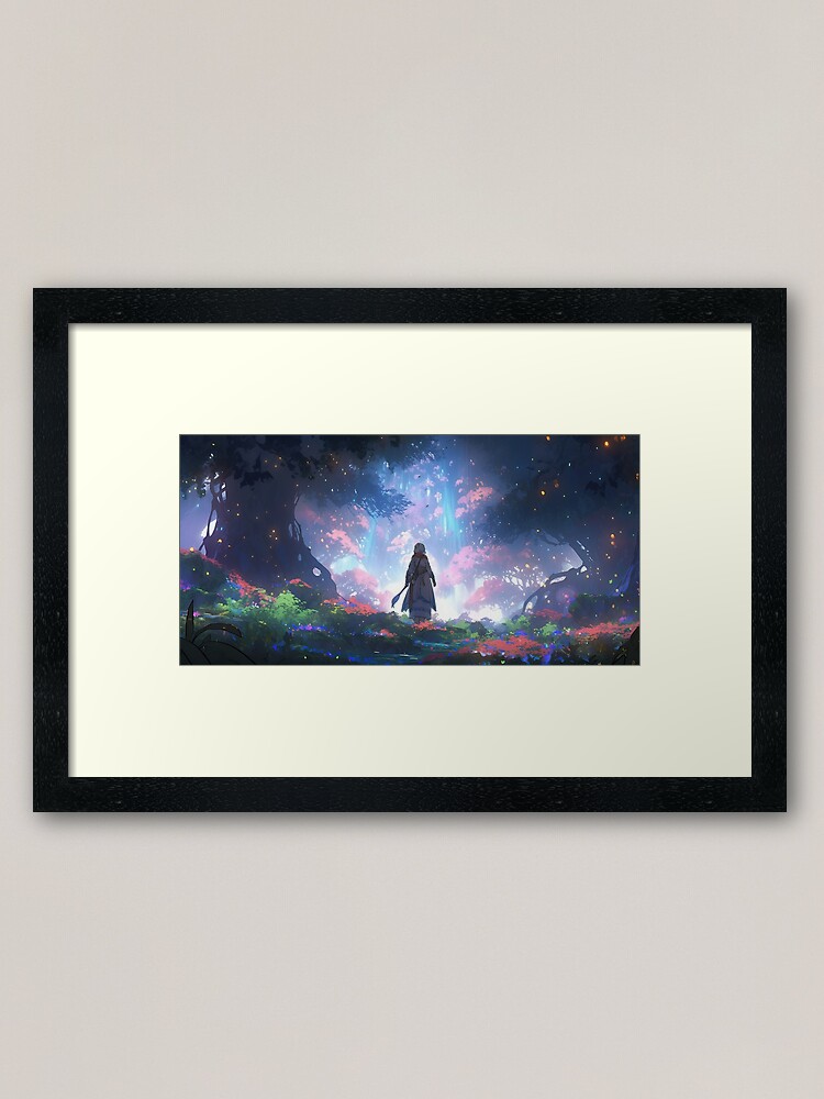 Thumbnail 2 of 7, Framed Art Print, Ethereal Wanderlust: An Elder's Journey in the Enchanted Grove designed and sold by CasualCommander.