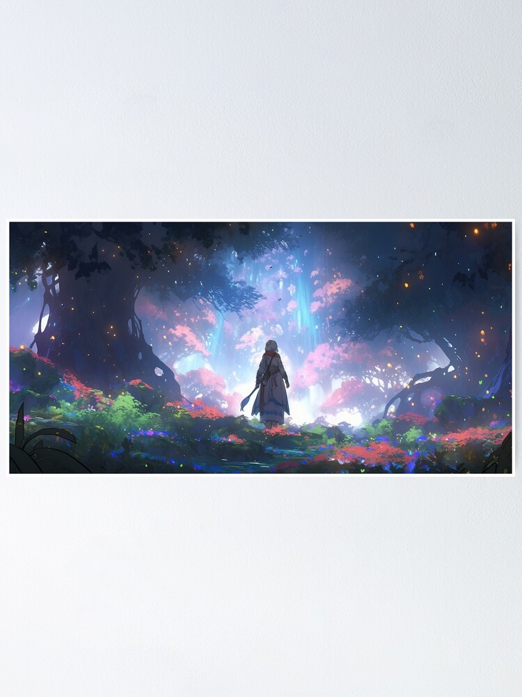 Thumbnail 2 of 3, Poster, Ethereal Wanderlust: An Elder's Journey in the Enchanted Grove designed and sold by CasualCommander.