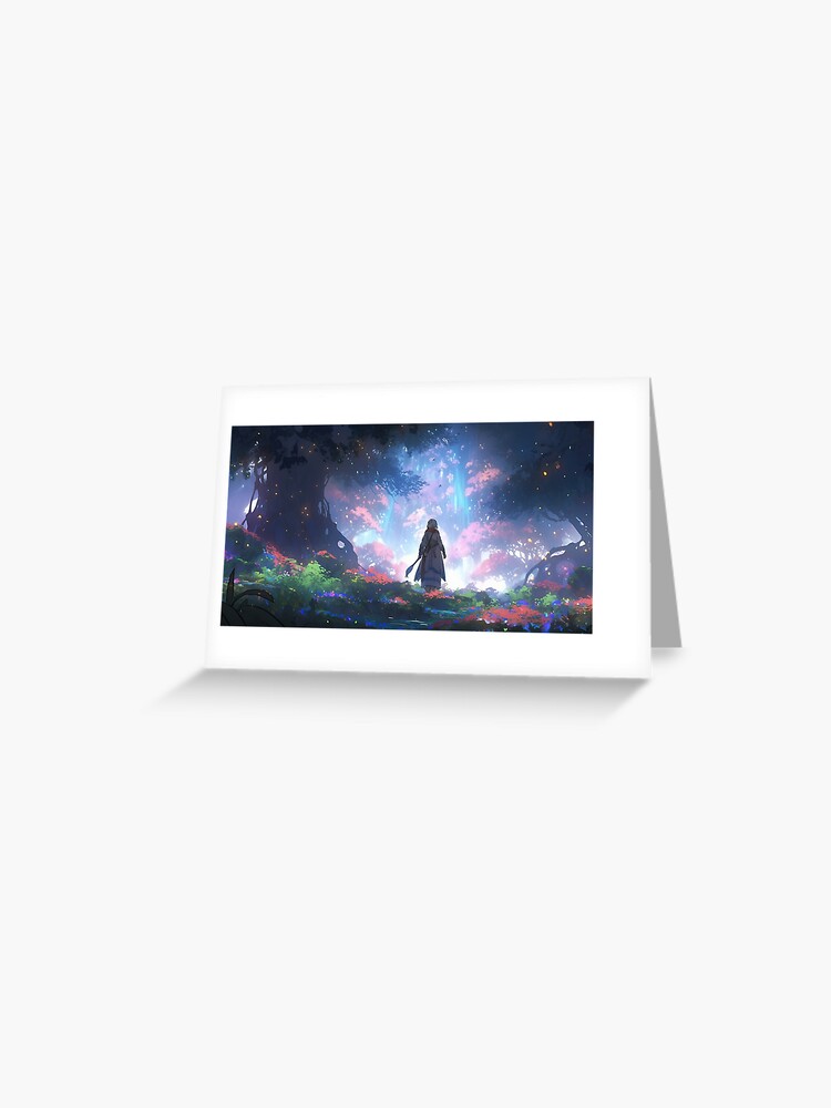 Thumbnail 1 of 2, Greeting Card, Ethereal Wanderlust: An Elder's Journey in the Enchanted Grove designed and sold by CasualCommander.