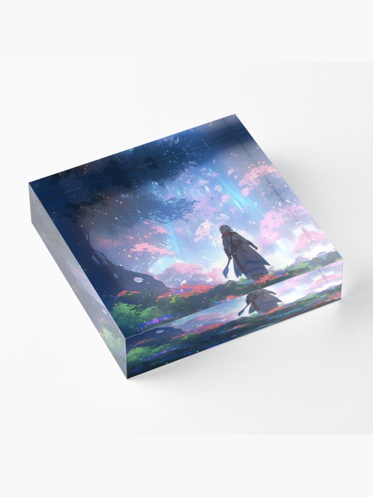 Thumbnail 3 of 5, Acrylic Block, Ethereal Wanderlust: An Elder's Journey in the Enchanted Grove designed and sold by CasualCommander.