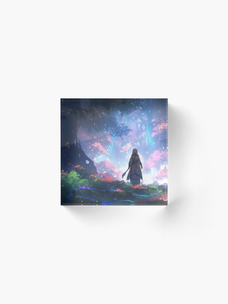 Thumbnail 2 of 5, Acrylic Block, Ethereal Wanderlust: An Elder's Journey in the Enchanted Grove designed and sold by CasualCommander.